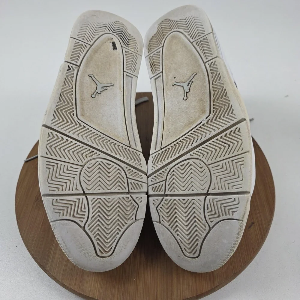 Nike Air Jordan 4 Retro Pure Money Shoes Mens Size 11.5‎ White Silver 308497-100